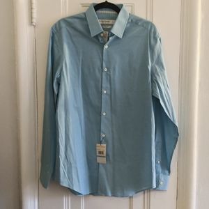 NWT Perry Ellis Premium Slim Fit Non-Iron Dress Shirt in Light Blue